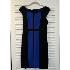 Betsey Johnson Colorblock‎ Ponte Sheath Dress Size 8 Blue Black